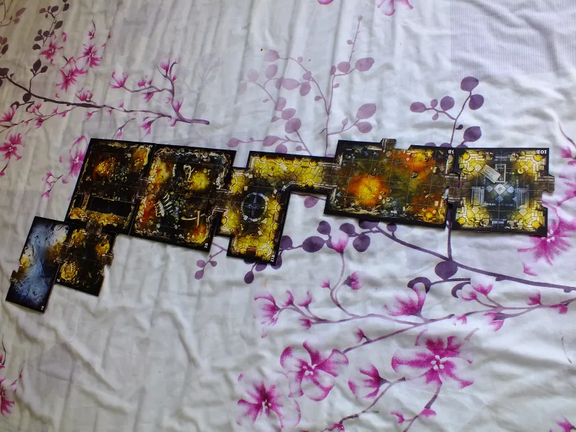 Full dungeon layout assembled from multiple interlocking map tiles